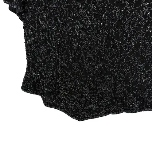 VINTAGE Papell Boutique Evening Silk Beaded Top in Black Size M Size M