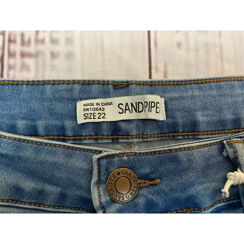 Sandpiper Mid Rise Capri Womens 22 Super Stretch Snap Hem Medium Wash Pocket NWT Blue Size undefined