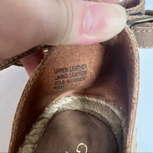 Garnet Hill Womens Espadrille Margo Studded Straps Wrap Sandals Sz 37Tan Leather