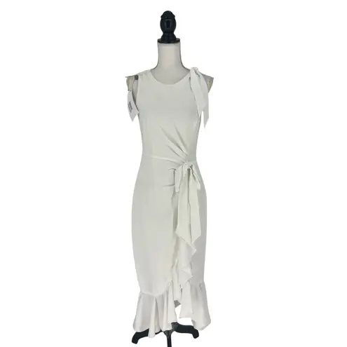 Cinq a Sept Nanon Crepe Ruffle Dress in Ivory White Size 6