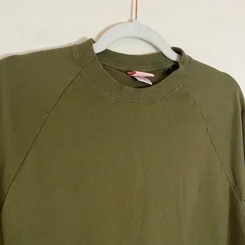Thirdlove Weekend Terry Crewneck Cotton Knit Relaxed Sweatshirt Olive Green