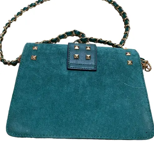 Green and gold studded crossbody