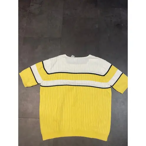 Jeanne pierre Jeannie Pierre Yellow & White Ribbed Sweater - Stylish Colorblock Design B-25