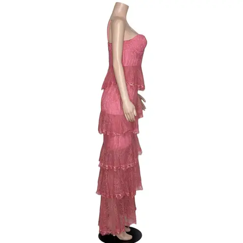 Majorelle Zelda Fitz Floral Lace Gown, Passionfruit Pink, Medium