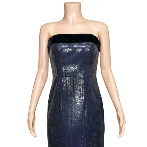 Monique Lhuillier ML Reese Sequined Strapless Gown, Navy Midnight, 6 (US)