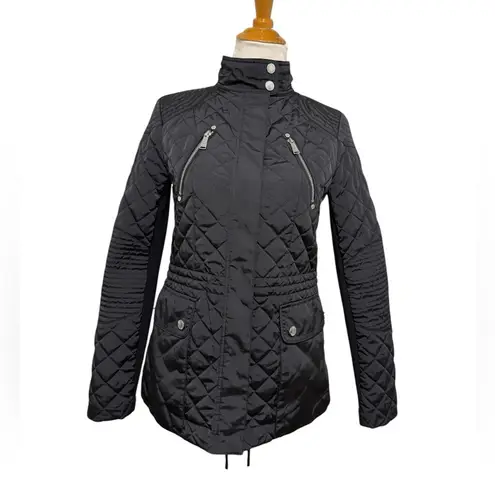 BCBGeneration Quilted Anorak jacket Black Pockets Zip and Snaps Closure size XS
