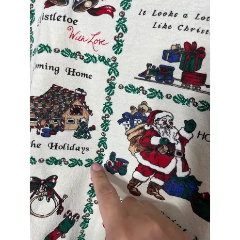 Vintage Nutcracker Christmas All Over Print Long Sleeve Top Holiday White Size L