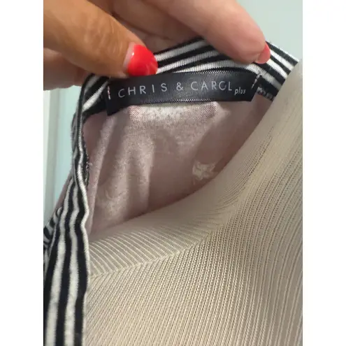 Chris & Carol Plus Size 2XL/2XG Top Stars Black Stripe Raglan T-Shirt