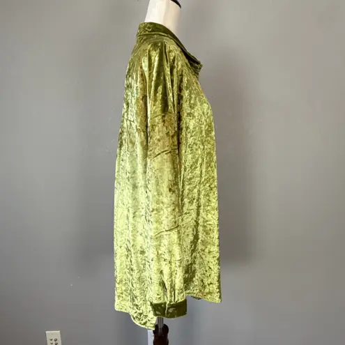Dressed in Lala Womens Chartreuse Green Crushed Velvet Tunic Size L Long Sleeve Size L