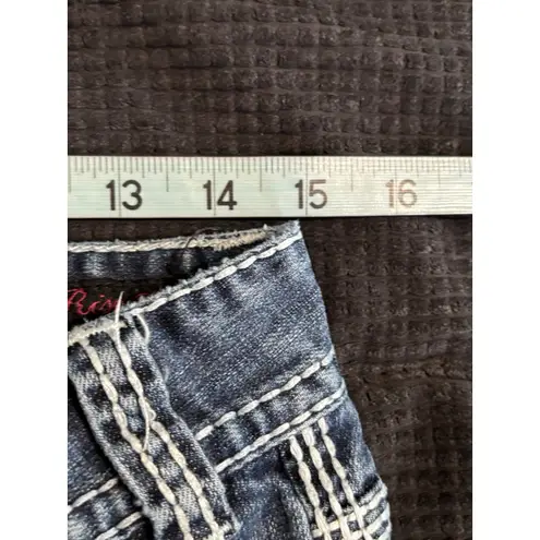 Rock & Roll Cowgirl Bootcut Denim Jeans Pocket Beads Embroidered Gems Sz 29x32