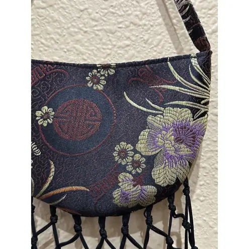 Vintage Chinese Brocade/Fringe Evening Bag Circa 60’s Black