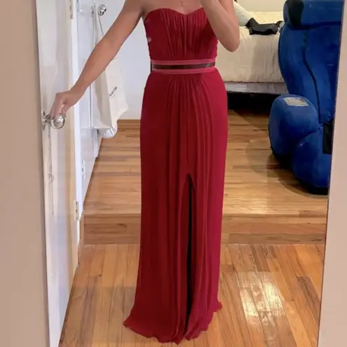 Carolina Herrera  Red Silk Strapless Gown Women’s 8 Formal Dress Designer Luxury