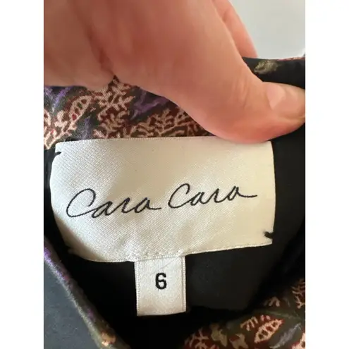 Cara Cara NWT Veronica Strapless Bubble Dress Multi Jacobean Black Velvet Bow 6