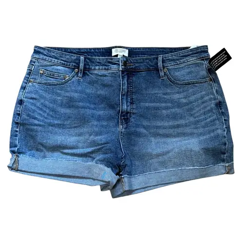 CANDACE CAMERON BURE Pacific Jean Denim Short Raw Hem Cuff NWT Womens Plus 18WP Blue Size 18W