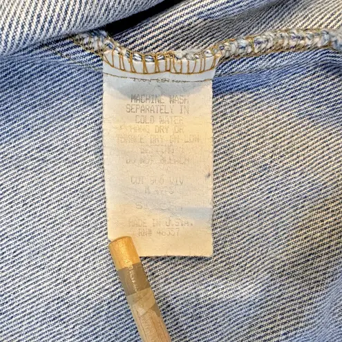 Vintage Authentic Real Ellemenno Denim Jacket Button Pockets Light Wash Medium Blue