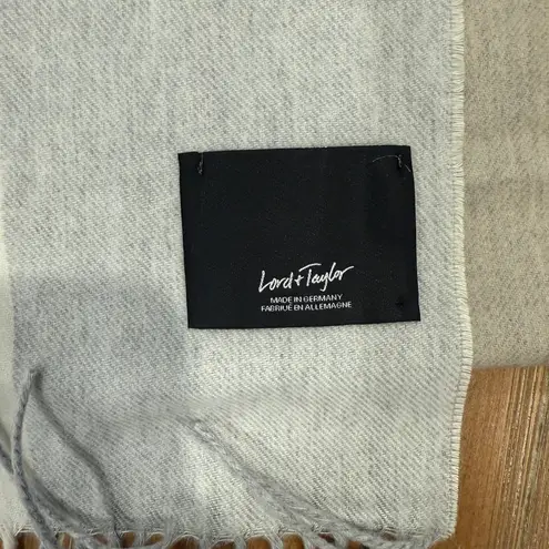 Lord and Taylor Plaid Fringe Scarf Beige Gray Cream Soft Cozy Winter Wrap Shawl