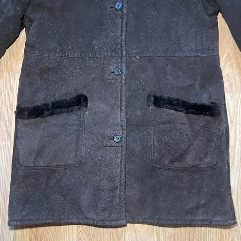 Marvin Richards Brown Raccoon Fur Leather Hooded Coat Suede Jacket Women's Large