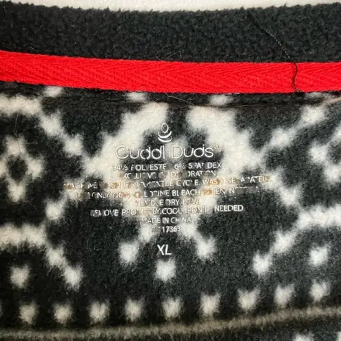 Cuddl Duds Black White Long Sleeve Super Soft Sweater Top
