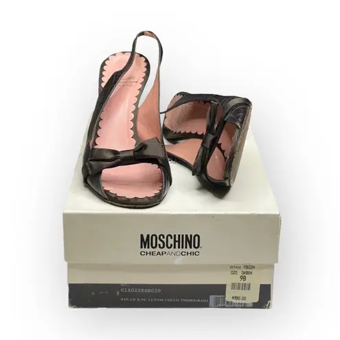 Moschino Vintage: Cheap and Chic ♔ Peep Toe Slingback Bow Pumps Heels ♔ Brown ♔