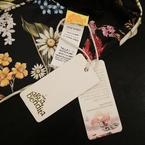 Agua Bendita ππ Egle Moss Bikini Bottoms ~ Black Floral Print Small S NWT