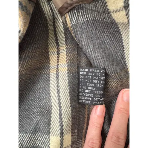 Vintage British Mist Hooded Rain Poncho Coat Cape Plaid Lined Brown Size XXL