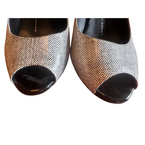 Giuseppe Zanotti Peep Toe Heels Snakeskin Stiletto Black White Shoes Size 38.5