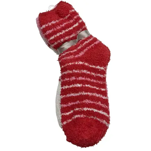 3 X Snuggle Feet Socks Womens Pink Red White Hearts Soft Cozy Warm Fuzzy Sz 5/9