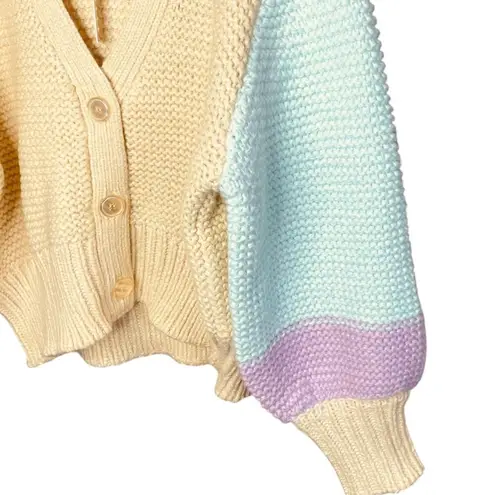 For Love & Lemons Pastel Kerry Cropped Cardigan Yellow