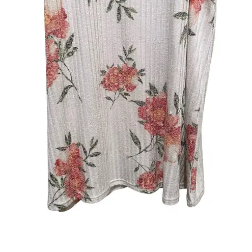 W5 Floral Ribbed Knit Tank Top White and Peach Women’s Size Large