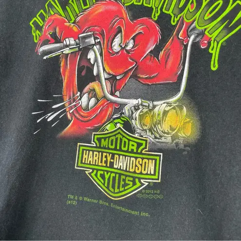 Y2K Harley Davidson Looney Tunes Retro Graphic Long Sleeve Shirt Sz XS/S Black