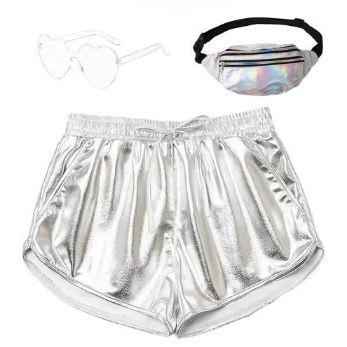 NWT Women’s Metallic Silver Shorts with Accessories