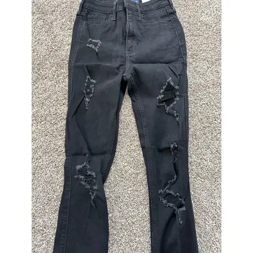 Hollister  Womens Black Ripped Distressed High Rise Jeans‎