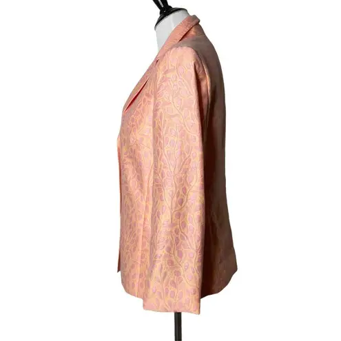 Lafayette 148 Women Blazer Size 6 Peach All Over Floral Print Suit Jacket Office Orange