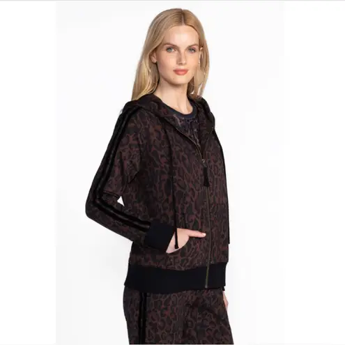 Johnny Was Bee Active Cheetah Print Zip Hoodie + Relaxed Tape Jogger Pants Set S