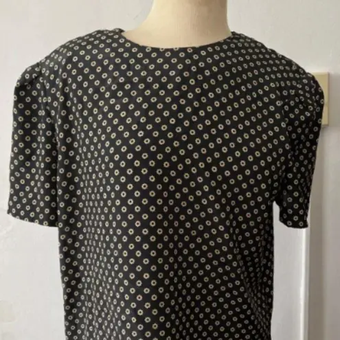 Vintage 80s Casual Corner navy gold geometric pattern 2 piece skirt suit 10