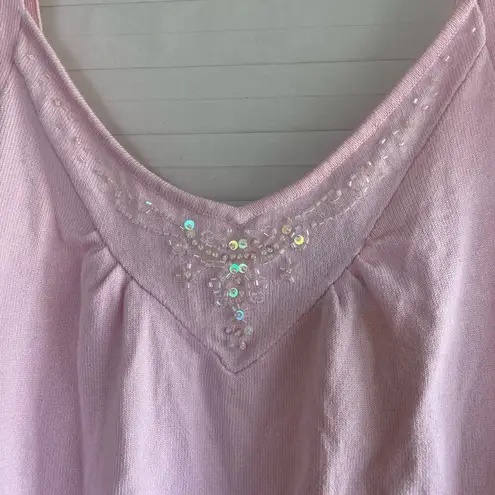 Hillard & Hanson Light Pink Sweater Embellished Tank Top