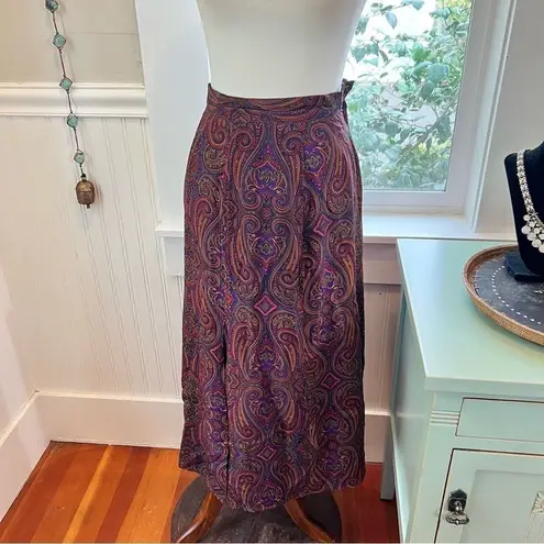 Burgundy‎ Skirt 90s Y2K DARK Academia Midi Skirt Dark Paisley Library Poet Purple