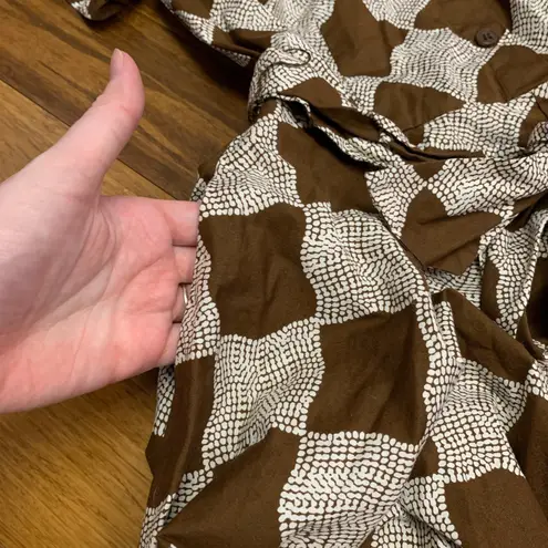 INC International Concepts Brown Cream Checkered Shirt Dress Belted Short Size 6