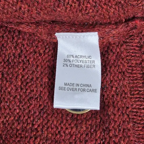 Fortune + Ivy Fortune & Ivy Raiden Tab Metallic Button Detail Open Front Cardigan Rust S NIB - Image 4