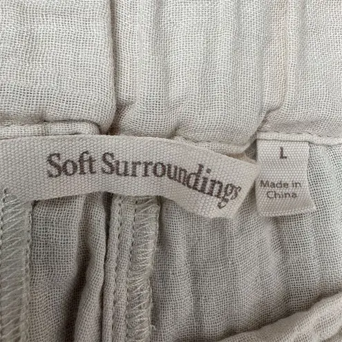 Soft Surroundings Women's Beige Cotton Gauze Pants Relaxed Fit Size Large