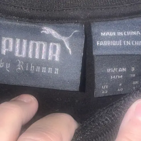 PUMA by Rihanna Black Cropped Sweatshirt with Lace Trim M Size M