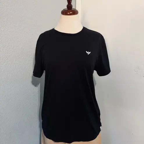 Marine layer Women Black Embroidered Bee Crew Neck Short Sleeve T-Shirt Sz M