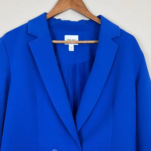 Nine West  Blazer Jacket Womens 16 Blue V-Neck Long Sleeve Office Career Workwear