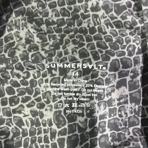 Summersalt The High Neck Midi Sports Bra Tank in Snake Print Gray Sz 14