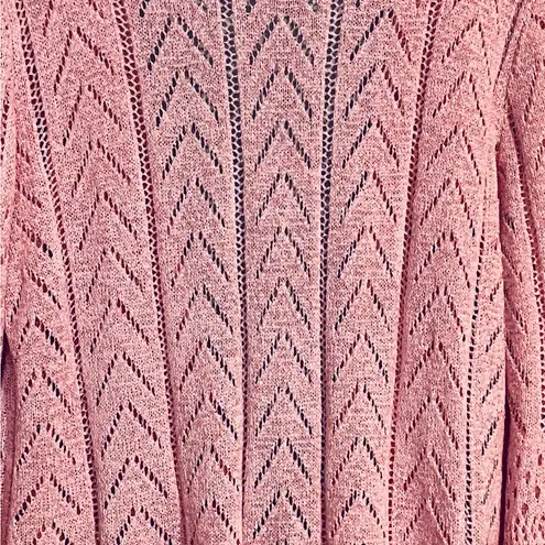 Ruby Road Pink Sz XL Open Front Lightweight Sweater Tie Front Butterfly Sleeve