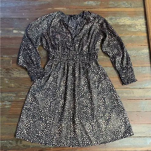 Current Air Black Metallic Leopard Print Smocked Waist Dress ~ Size Small ๐งก๐