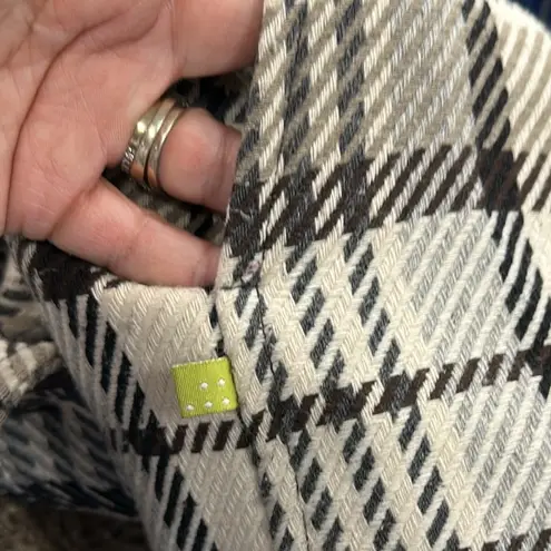 SOIA & KYO Wool Plaid Belted Coat Oversized Asymmetrical Collar Canadian