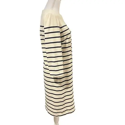 J. McLaughlin Sylvie Breton Stripe Dress Size M White Blue Coastal Prep Nautical
