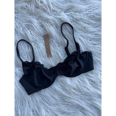 SKIMS Fits Everybody Lace Demi Underwire Bra Onyx Size 34C