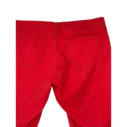 st. john's bay  Womens Capri Pants Red Mid Rise Stretch Pockets Flat Front 26W